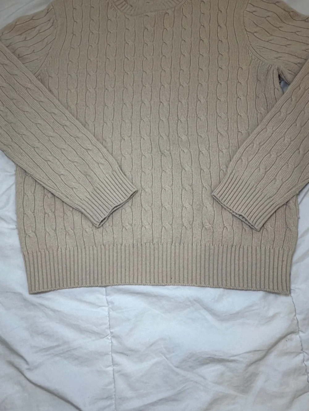 J.CREW | wool and cashmere tan cable crewneck sweater men’s small